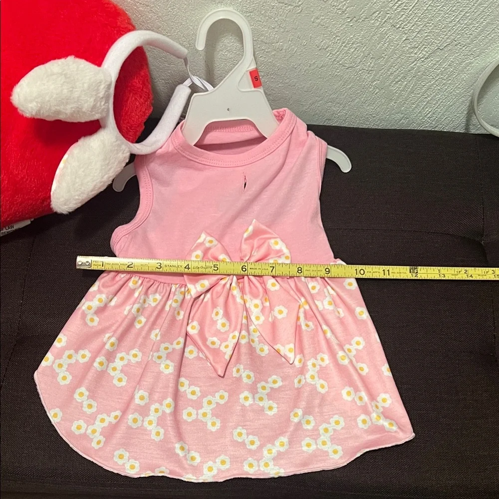 #1507+ Pet Pink Dress with Bunny Ears Headband